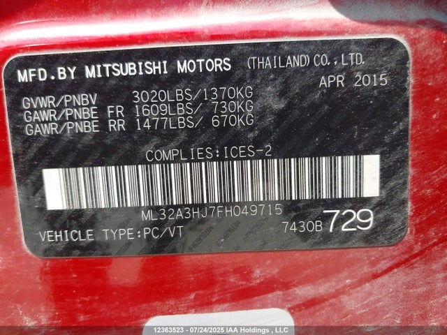 Mitsubishi 2015 2015 ML32A3HJ7FH049715 Image 18