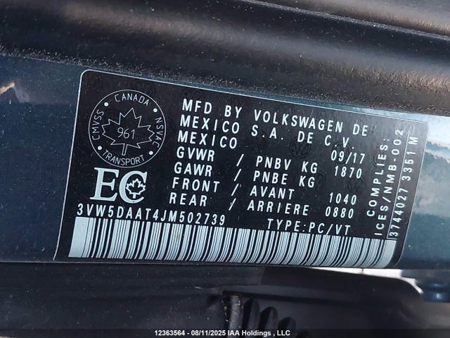 3VW5DAAT4JM502739 Volkswagen Beetle