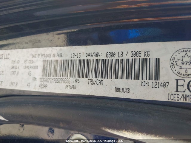 RAM 1500 2016 1C6RR7TM7GS220696 Image 9