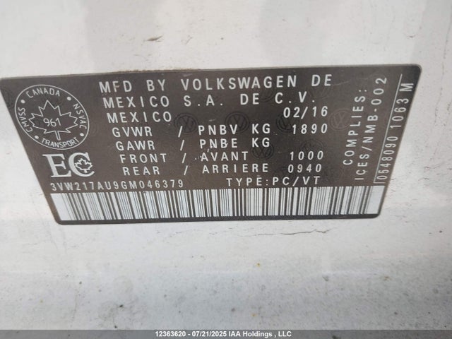 3VW217AU9GM046379 Volkswagen 1.8 tsi