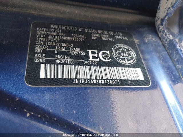 JN1BJ1AW3MW436071 Nissan ROGUE SPORT