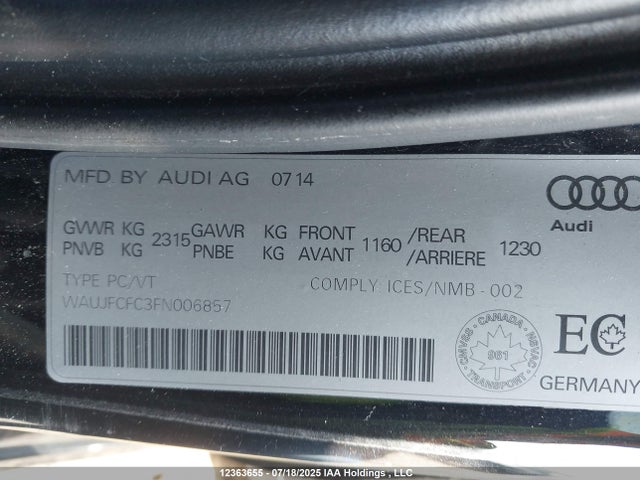 Audi 2015 2015 WAUJFCFC3FN006857 Image 9