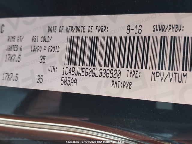 1C4BJWEG0GL336920 Jeep Wrangler