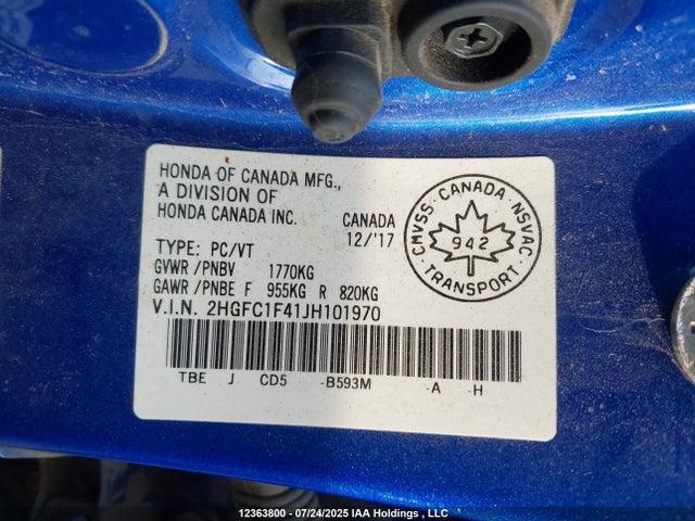 2HGFC1F41JH101970 Honda l15b7