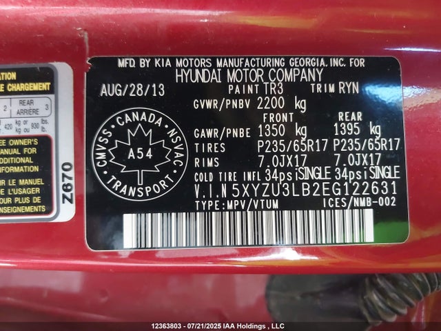 5XYZU3LB2EG122631 Hyundai gdi theta
