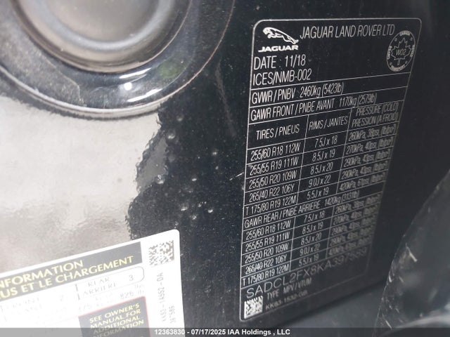 Jaguar aj20 2019 SADCL2FX8KA397589 Image 9