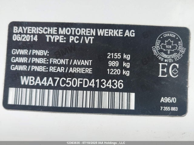 BMW 2015 2015 WBA4A7C50FD413436 Image 18