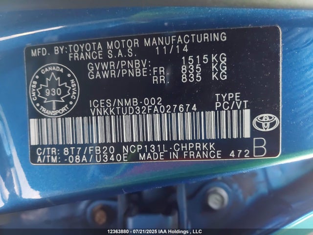 Toyota 1nz-fe 2015 VNKKTUD32FA027674 Image 18
