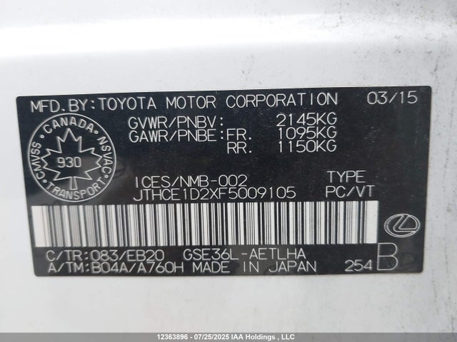 JTHCE1D2XF5009105 Lexus 2gr-fse