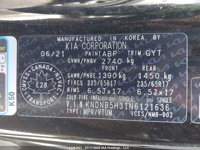 KNDNB5H31N6121636 KIA gdi lamda iii