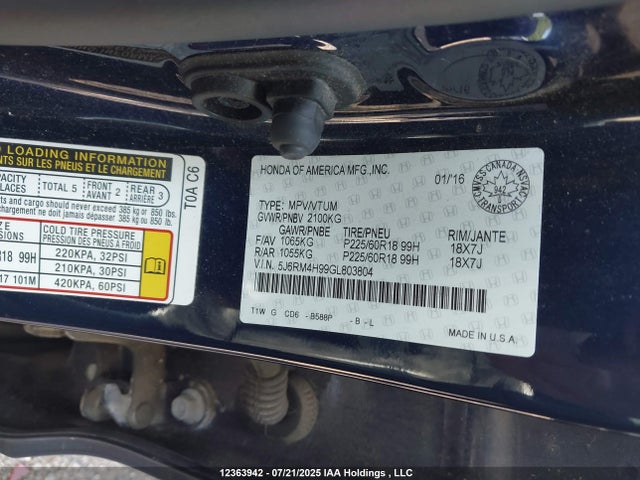 5J6RM4H99GL803804 Honda k24w9