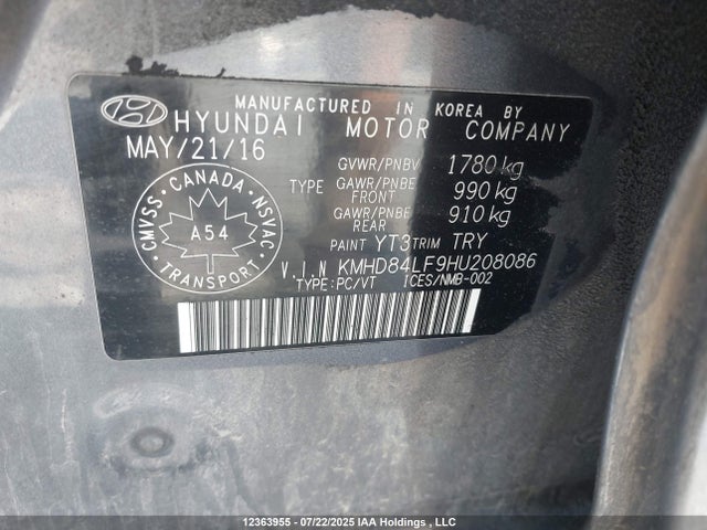 KMHD84LF9HU208086 Hyundai Elantra