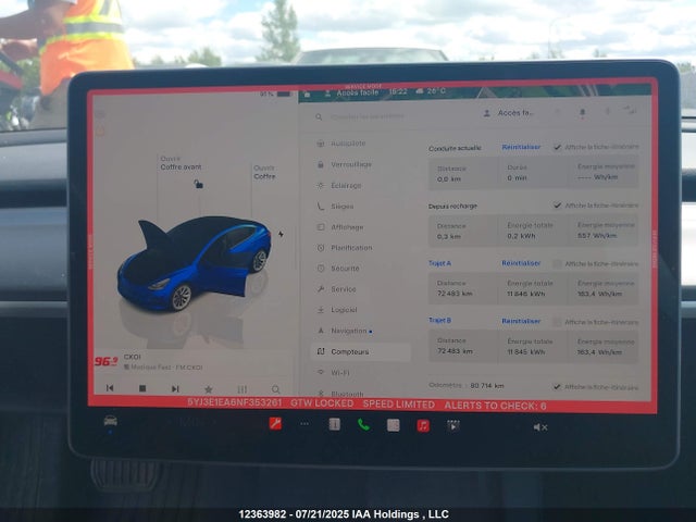 5YJ3E1EA6NF353261 Tesla MODEL 3