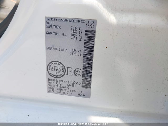 1N4BL4CWXRN401925 Nissan Altima