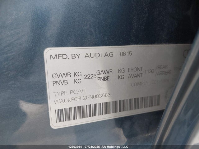 WAUKFCFL2GN003583 Audi 2016