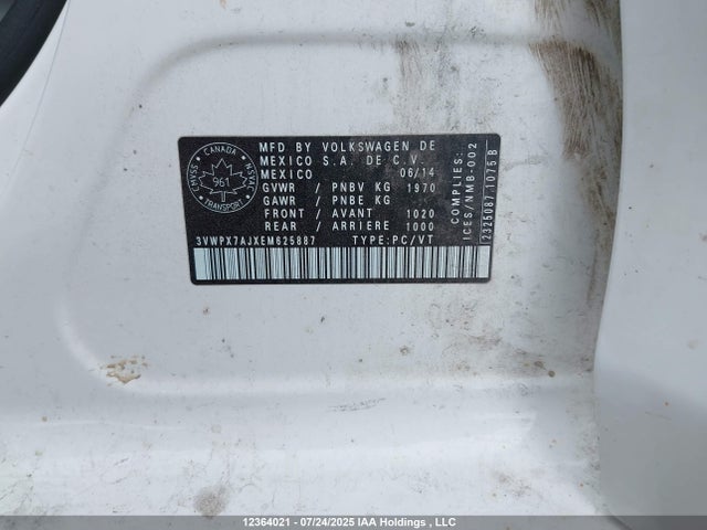 3VWPX7AJXEM625887 Volkswagen JETTA SPORTWAGEN