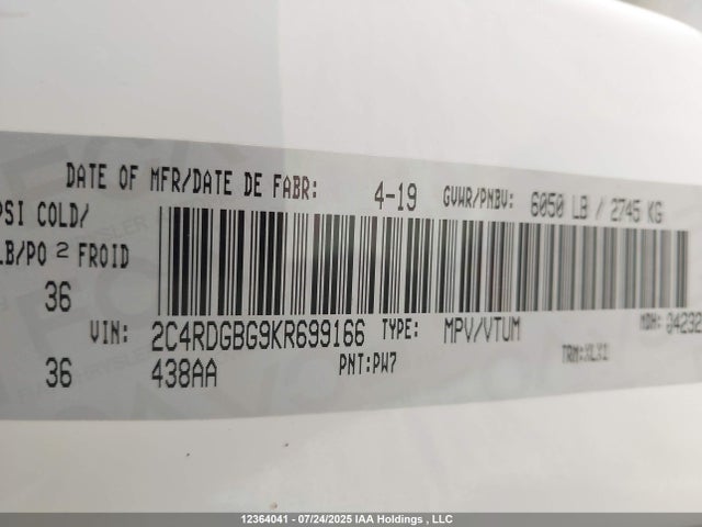 2C4RDGBG9KR699166 Dodge Grand Caravan
