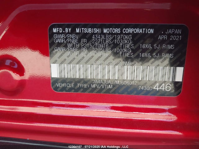 JA4AJUAU7MU606012 Mitsubishi mivec