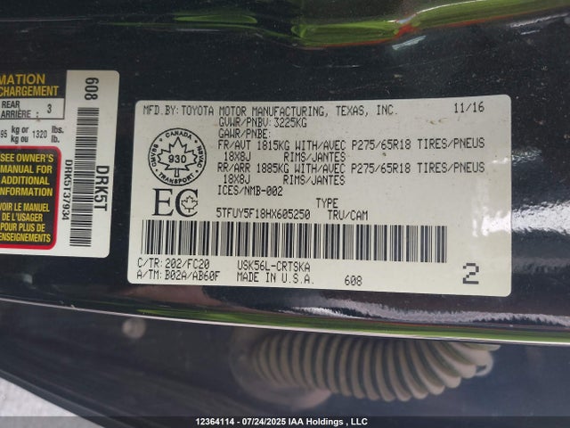 5TFUY5F18HX605250 Toyota 3ur-fe