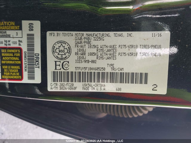 5TFUY5F18HX605250 Toyota 3ur-fe