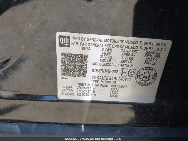 3GKALTEG4RL340940 GMC lsd