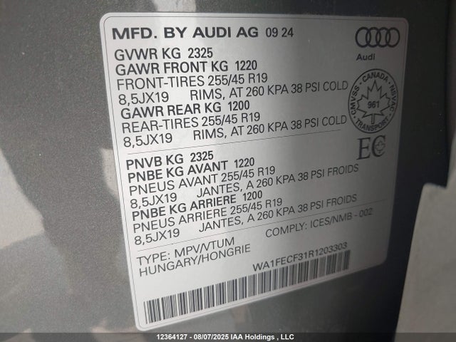 WA1FECF31R1203303 Audi 45 tfsi