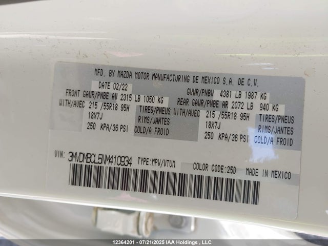 3MVDMBCL5NM410934 Mazda py