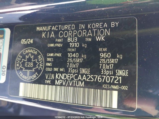 KNDEPCAA2S7670721 KIA nu mpi