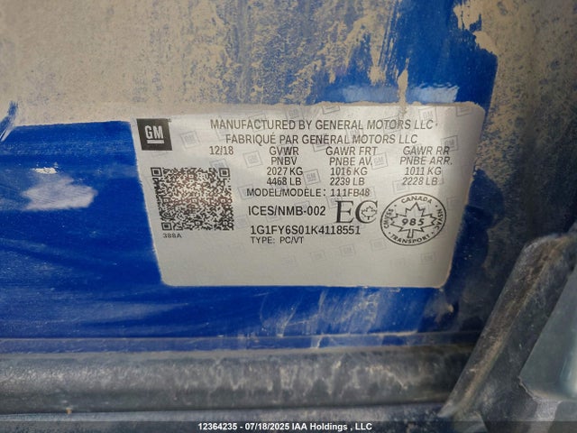 1G1FY6S01K4118551 Chevrolet BOLT EV
