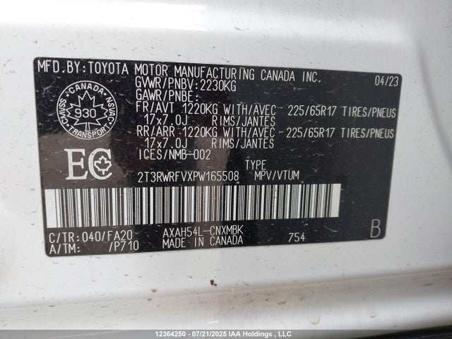 2T3RWRFVXPW165508 Toyota a25a-fxs, 3nm+4nm(ni)