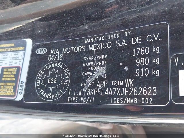 3KPFL4A7XJE262623 KIA mpi nu