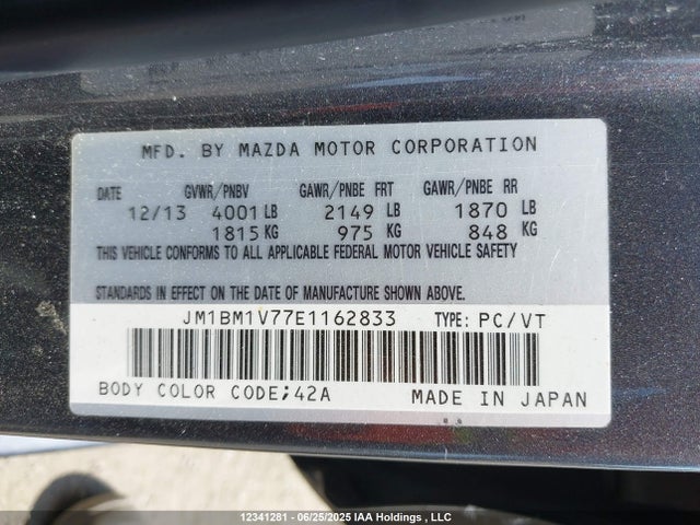 JM1BM1V77E1162833 Mazda pe