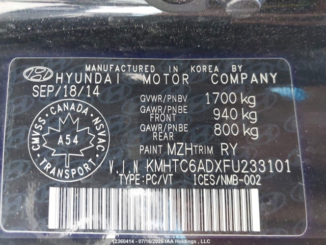 KMHTC6ADXFU233101 Hyundai dohc gdi gamma