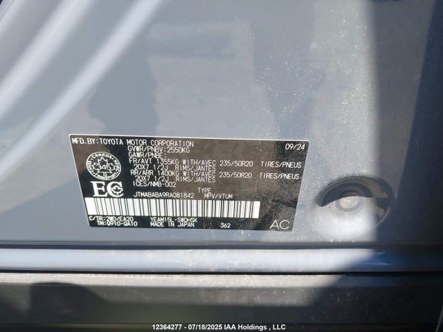 JTMABABA9RA081842 Subaru 1ym motor
