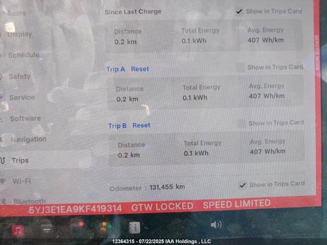 5YJ3E1EA9KF419314 Tesla 2019