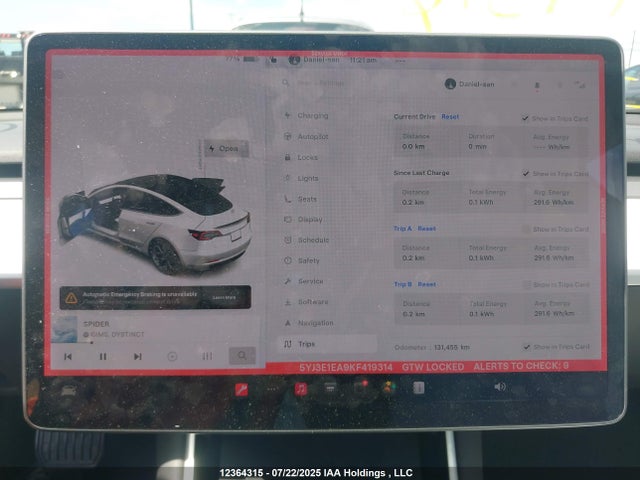 5YJ3E1EA9KF419314 Tesla 2019