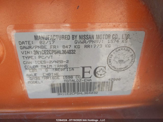 Nissan VERSA NOTE 2017 3N1CE2CP5HL364032 Image 9