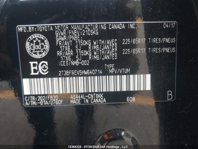 2T3BFREV5HW640714 Toyota 2ar-fe
