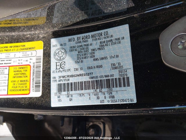 3FMCR9B62NRE03277 Ford Bronco Sport Big Bend