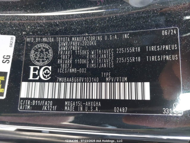 7MUBAABG6RV103140 Toyota m20a-fks