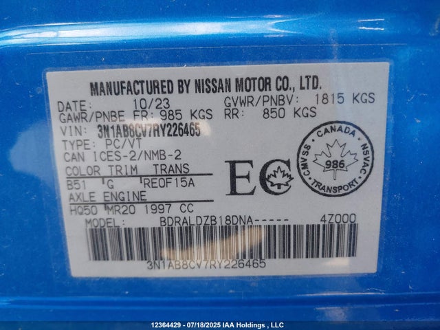 3N1AB8CV7RY226465 Nissan 2024