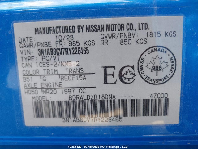 3N1AB8CV7RY226465 Nissan 2024