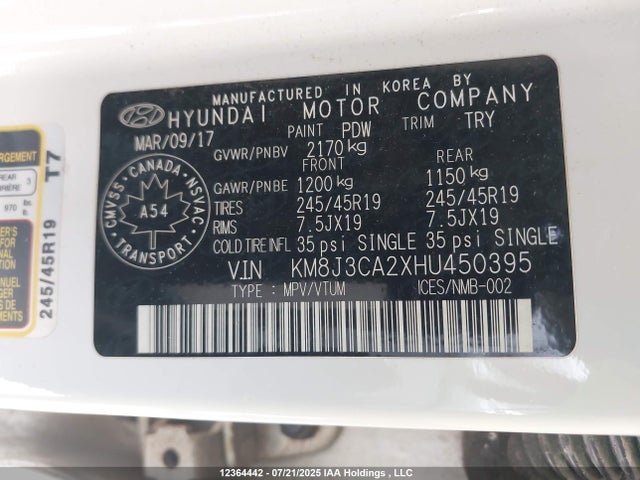 KM8J3CA2XHU450395 Hyundai t-gdi gamma