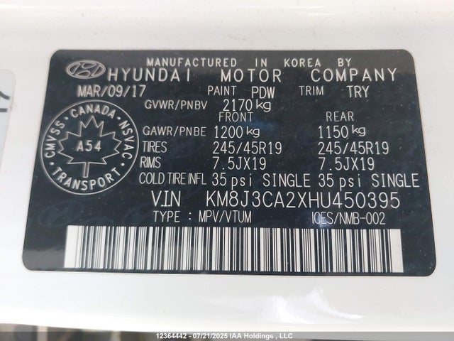 KM8J3CA2XHU450395 Hyundai t-gdi gamma