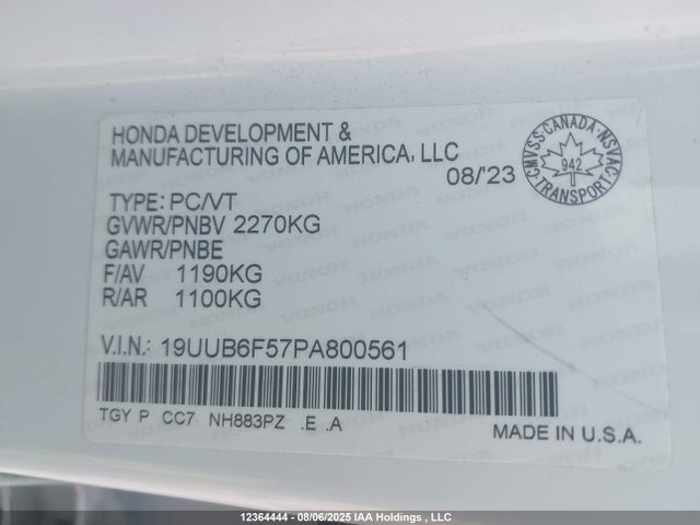 19UUB6F57PA800561 Acura k20c6