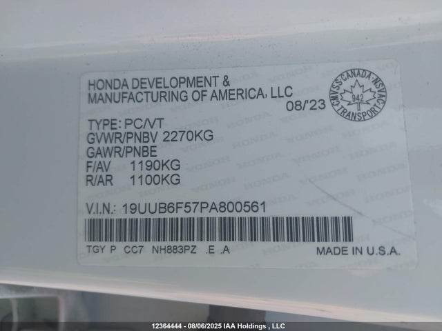 19UUB6F57PA800561 Acura k20c6