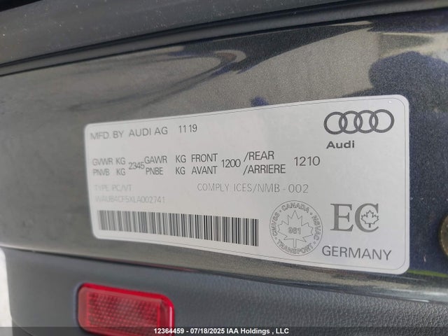 Продаж на аукціоні авто 2020 Audi S5 3.0t Technik, vin: WAUB4CF5XLA002741, номер лоту: 12364459