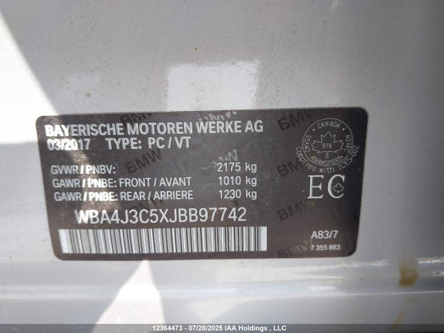 BMW 430I 2018 WBA4J3C5XJBB97742 Image 9