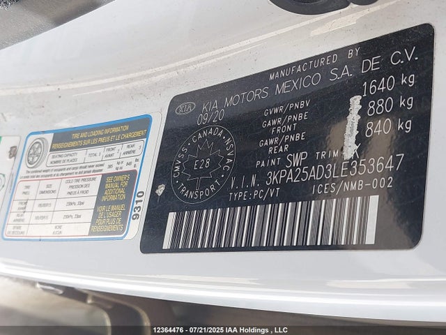 3KPA25AD3LE353647 KIA gammaii 1.6mpi+cvt