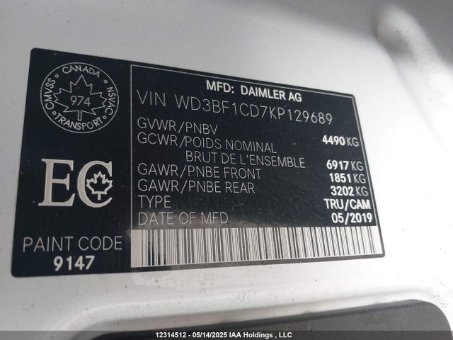 WD3BF1CD7KP129689 Mercedes-Benz om 642 with brake assist